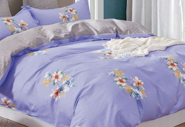 Purple Floral 100% Cotton Reversible Comforter Set
